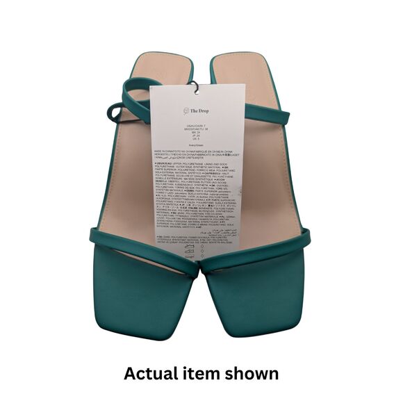 👠 The Drop 7 Avery Square Toe Two Strap High Heeled Sandal Ultramarine - Picture 4 of 6